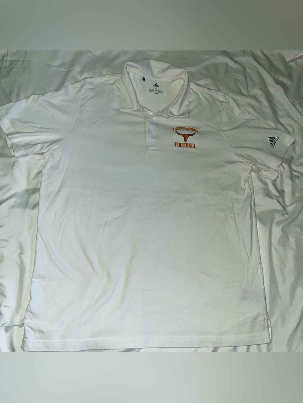 Mens Adidas Texas Longhorns Short Sleeve Polo Shirt Large White Orange